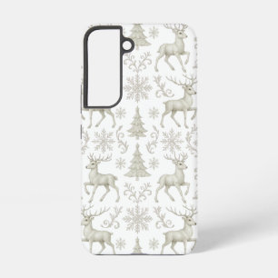 Rustic, Silver/White modern Christmas pattern Samsung Galaxy S22 Case