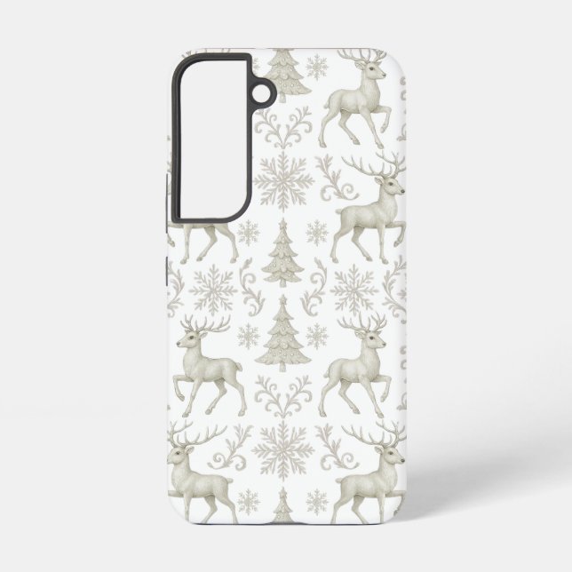 Rustic, Silver/White modern Christmas pattern Samsung Galaxy Case (Back)
