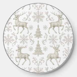 Rustic, Silver/White modern Christmas pattern Wireless Charger