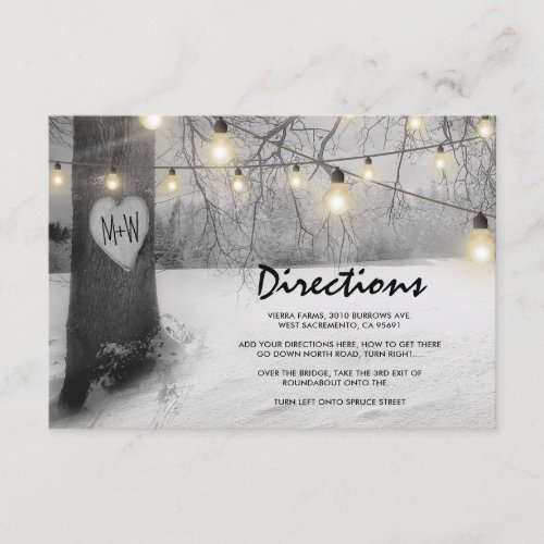 Rustic Silver Winter Tree Lights Wedding Details Enclosure Card