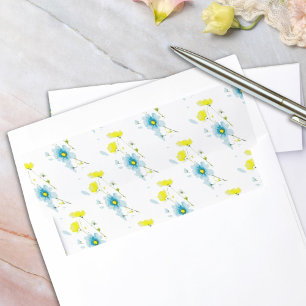 Rustic Simple Blue Yellow Poppies Watercolor Envelope Liner