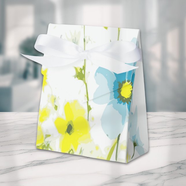 Rustic Simple Blue Yellow Poppies Watercolor  Favor Boxes (Creator Uploaded)