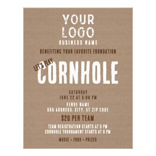 Rustic Simple Business Logo Cornhole Fundraiser Flyer