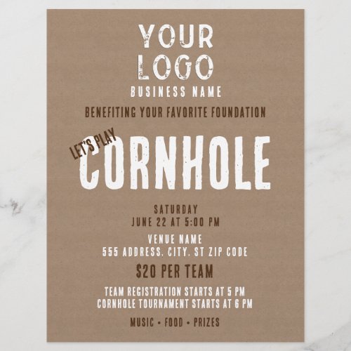 Rustic Simple Business Logo Cornhole Fundraiser Flyer