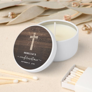 Rustic Simple Confirmation Ceremony Church Cross Mini Candle Favors