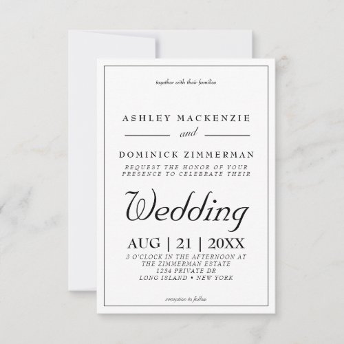 Rustic Simple Elegant Border Wedding Invitation