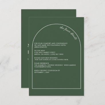 Rustic Simple Elegant Modern Arch Green Wedding Enclosure Card