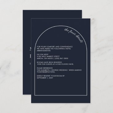 Rustic Simple Elegant Modern Arch Navy Wedding Enclosure Card