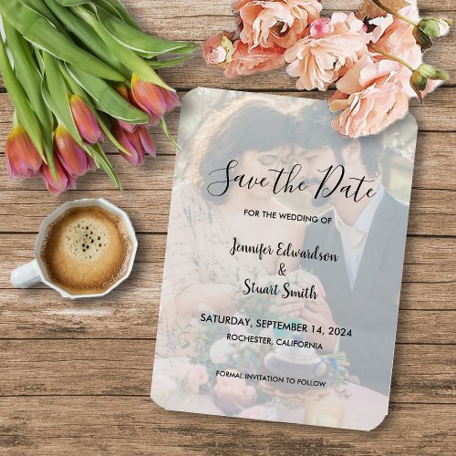 Rustic simple elegant photo wedding Save the Date Magnet