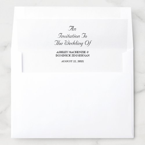 Rustic Simple Elegant Script Wedding Invitation  Envelope Liner