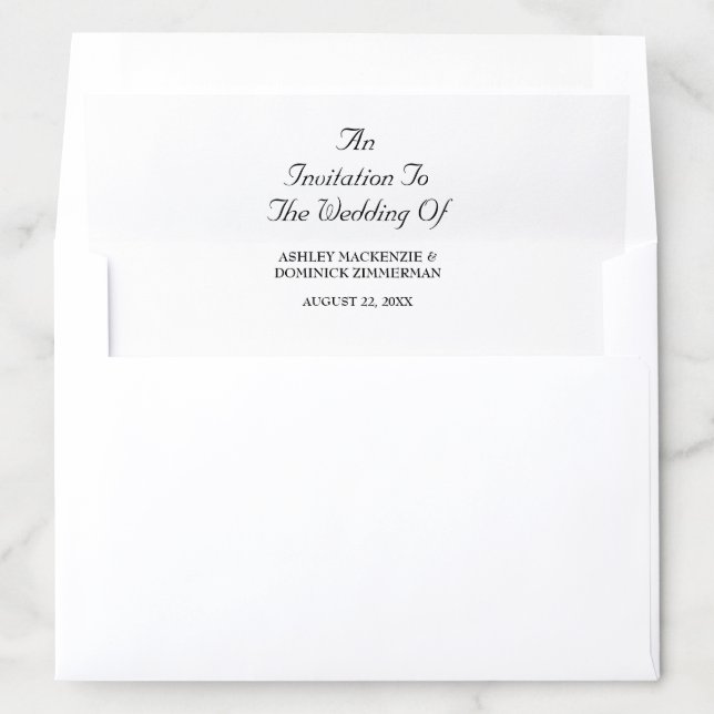 Rustic Simple Elegant Script Wedding Invitation  Envelope Liner (In Envelope)
