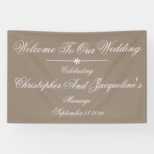 Rustic Simple Elegant Wedding Welcome Backdrop Banner (Horizontal)