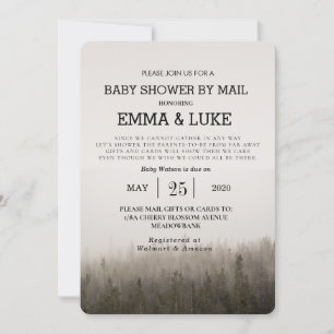 Rustic Simple Forest Misty Landscape Baby Shower Invitation