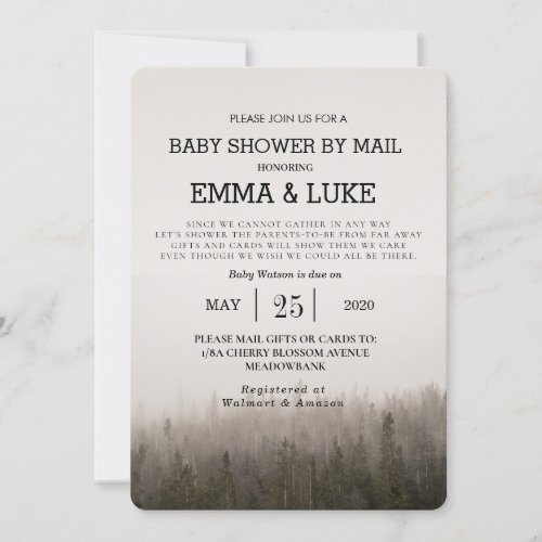 Rustic Simple Forest Misty Landscape Baby Shower Invitation