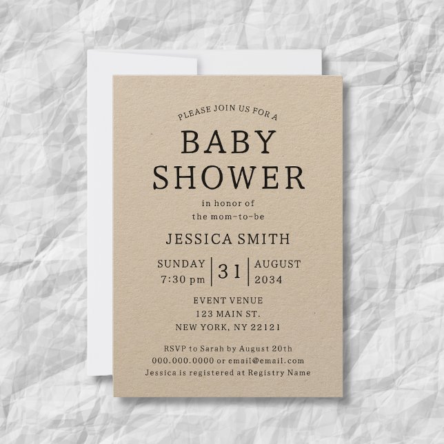 Rustic Simple Gender Neutral Kraft Baby Shower Invitation (Rustic Simple Gender Neutral Kraft Baby Shower Invitation
)
