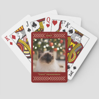 Rustic Simple Graphic Custom Photo Name and Year Poker Cards