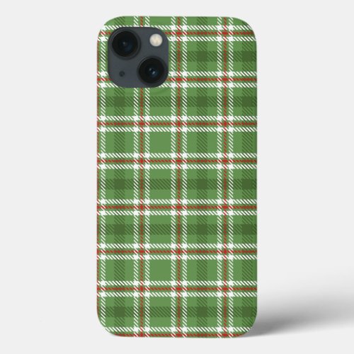 Rustic Simple Green Farmhouse Country Plaid iPhone 13 Case