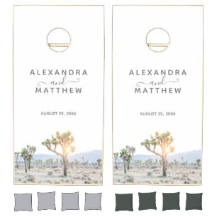 Rustic Simple Greenery Joshua Tree Boho Wedding Cornhole Set