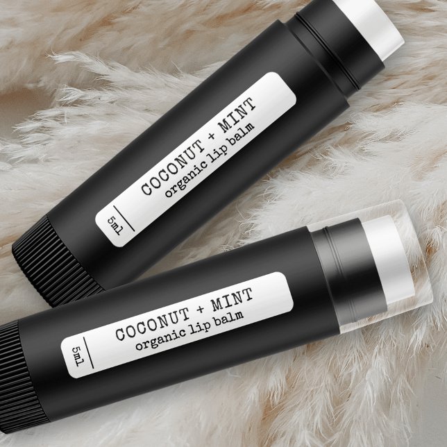 Rustic Simple Lip Gloss Tube Waterproof Lipstick Labels (Fully editable rustic skinny rectangle stickers with vintage style fonts in black and white)