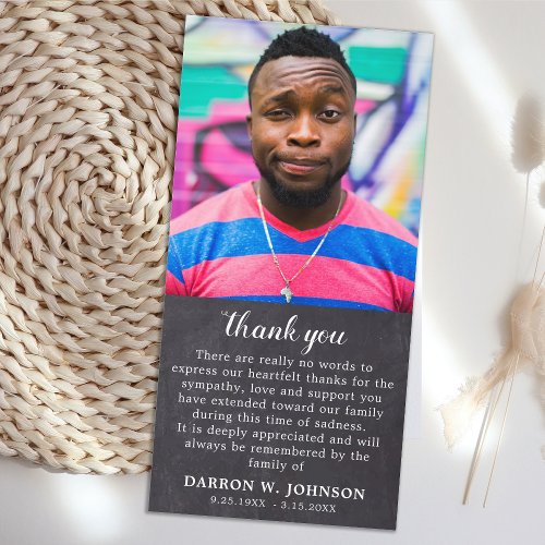 Rustic Simple Memorial Photo Funeral Sympathy Thank You Card