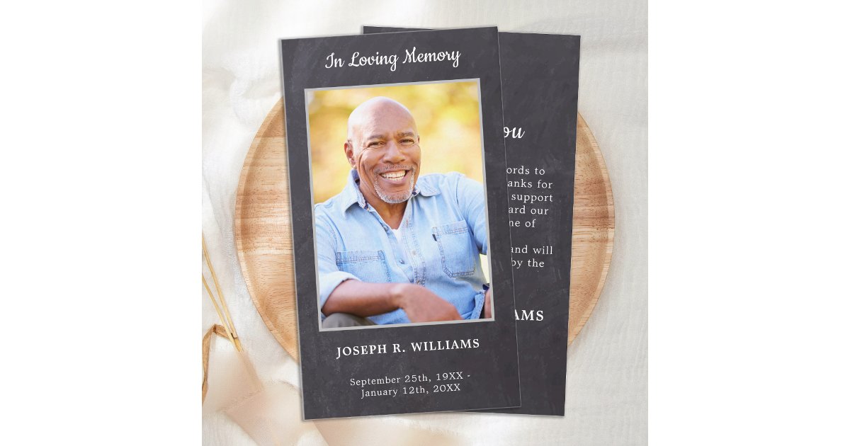 Rustic Simple Memorial Photo Funeral Thank You Note Card | Zazzle