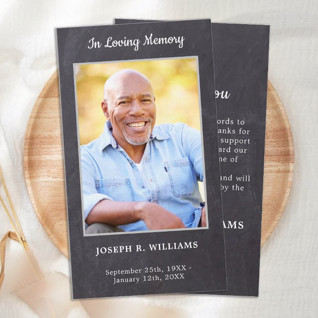 Rustic Simple Memorial Photo Funeral Thank You Note Card (Creator Uploaded)