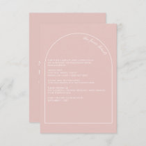 Rustic Simple Modern Arch Blush Wedding  Enclosure Card