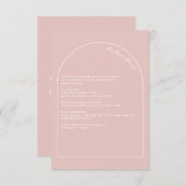 Rustic Simple Modern Arch Blush Wedding  Enclosure Card