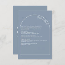 Rustic Simple Modern Arch Dusty Blue Wedding   Enclosure Card