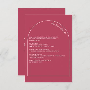 Rustic Simple Modern Arch Magenta Wedding   Enclosure Card