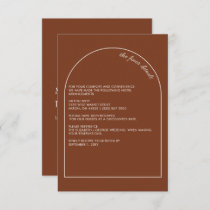 Rustic Simple Modern Arch Terracotta Wedding  Enclosure Card