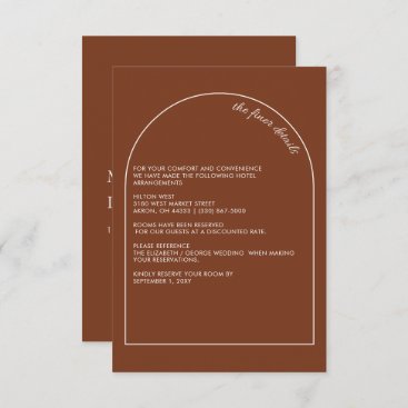 Rustic Simple Modern Arch Terracotta Wedding  Enclosure Card