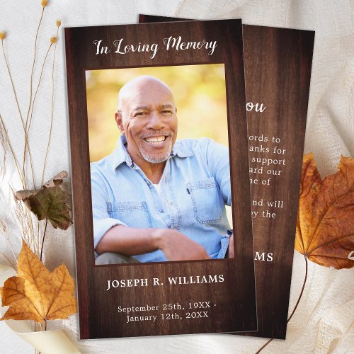 Rustic Simple Photo Memorial Funeral Thank You Note Card