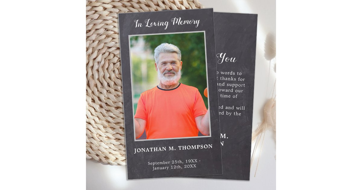 Rustic Simple Photo Memorial Funeral Thank You Note Card | Zazzle