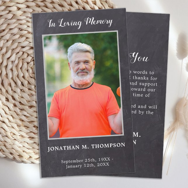Rustic Simple Photo Memorial Funeral Thank You Note Card (Creator Uploaded)