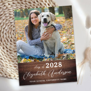 Rustic Simple Photo Personalized Graduation Announcement Postcard