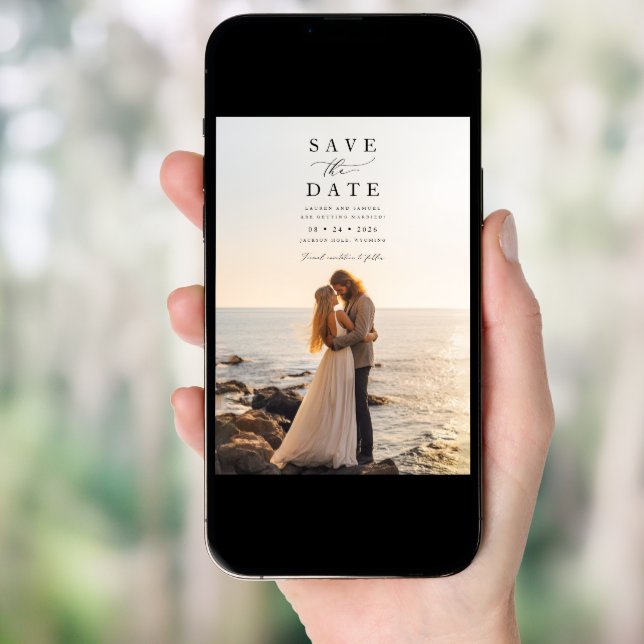 Rustic Simple Photo Wedding Save the Date Invitation (Front Digital)