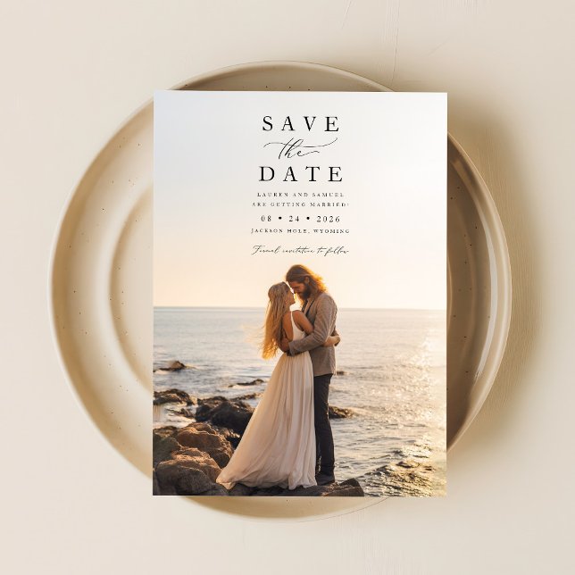 Rustic Simple Photo Wedding Save the Date Invitation (Creator Uploaded)
