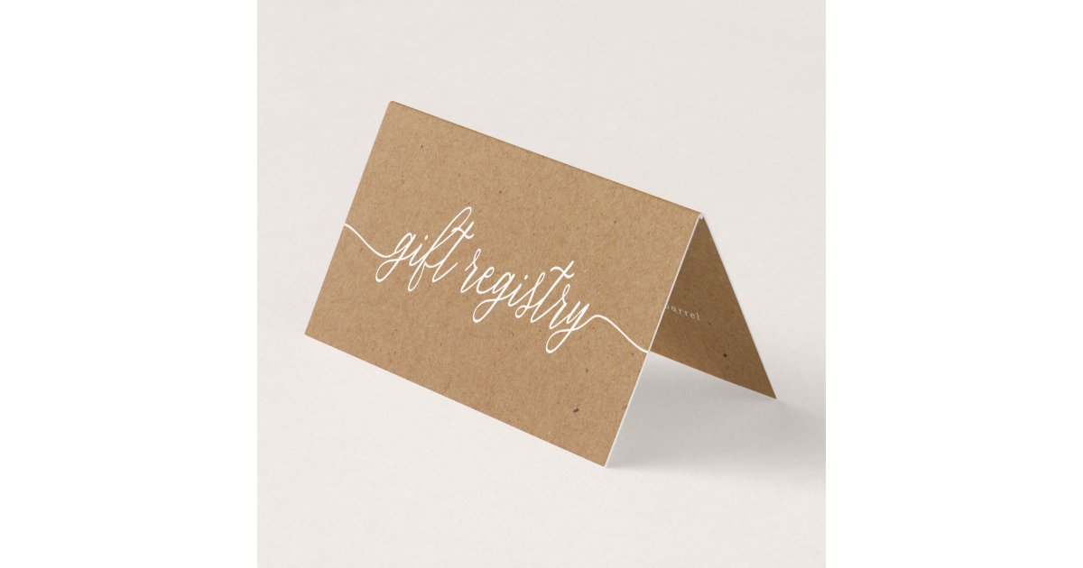 Rustic Simple Script With Photo Gift Registry Card | Zazzle