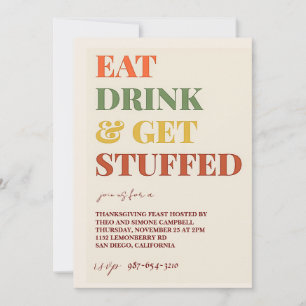 Rustic Simple Thanksgiving Dinner Feast Party Invi Invitation