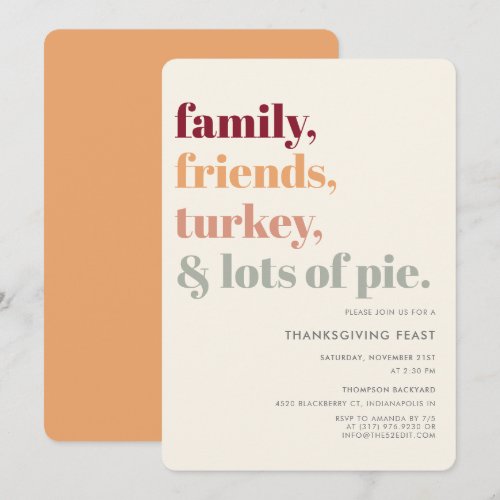 Rustic Simple Thanksgiving Dinner Feast Party Invitation
