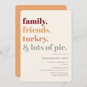 Rustic Simple Thanksgiving Dinner Feast Party Invitation