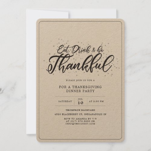Rustic Simple Thanksgiving Dinner Party Invitation