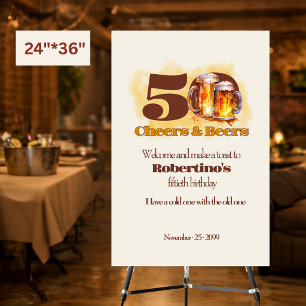 Rustic Simple Vintage Cheers & Beers 50th Birthday Foam Board