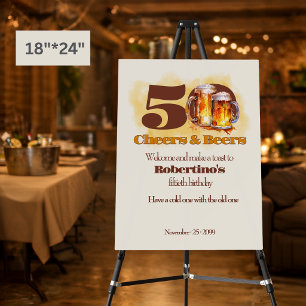 Rustic Simple Vintage Cheers & Beers 50th Birthday Foam Board