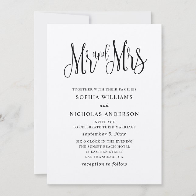 Rustic simple wedding. Country kraft. Mr and mrs Invitation (Front)