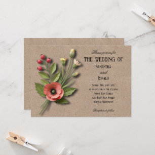 Rustic Simple Wildflowers Wedding Invitation