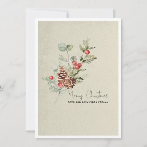 Rustic Simple Winter Botanical Christmas Card