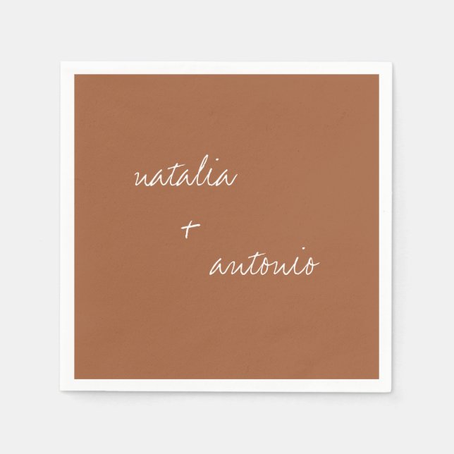 Rustic Simplicity | Minimalist Terracotta Wedding Napkins (Front)