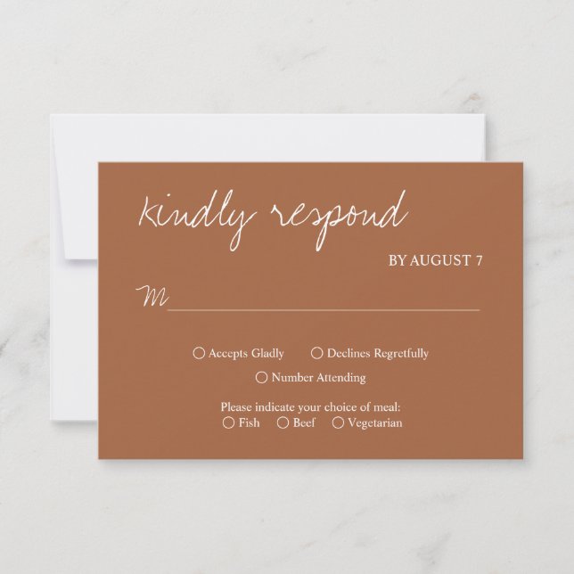 Rustic Simplicity | Terracotta Minimalist Wedding RSVP Card (Front)